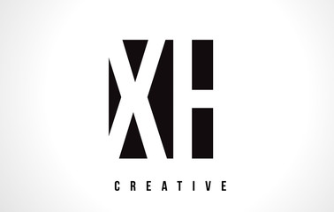 XH X H White Letter Logo Design with Black Square.