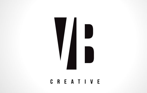 VB V B White Letter Logo Design with Black Square.