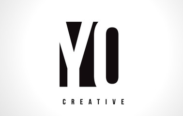 YO Y O White Letter Logo Design with Black Square.