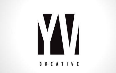 YV Y V White Letter Logo Design with Black Square.