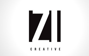 ZI Z I White Letter Logo Design with Black Square.