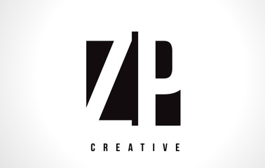 Obraz premium ZP Z P White Letter Logo Design with Black Square.