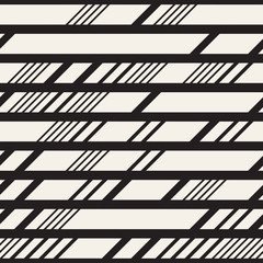 Black and White Dashed Lines Pattern. Modern Abstract Vector Seamless Background
