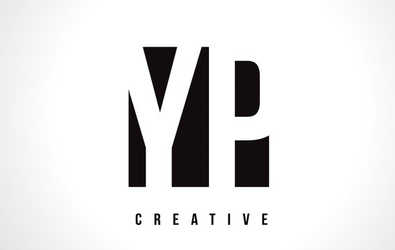 YP Y P White Letter Logo Design with Black Square.