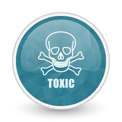 Toxic skull brillant crystal design round blue web icon.