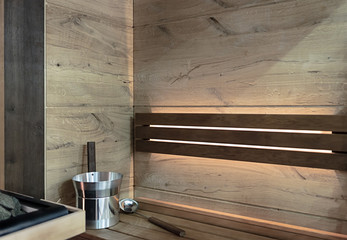 The classic interior of the Finnish sauna