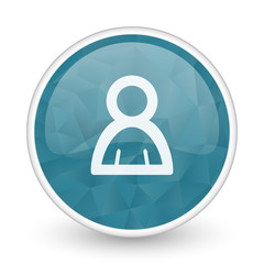 Person brillant crystal design round blue web icon.