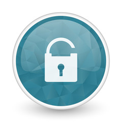 Padlock brillant crystal design round blue web icon.