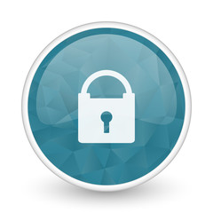 Padlock brillant crystal design round blue web icon.