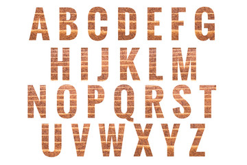 Abc wooden Alphabet letters isolated on white background. Design - element.