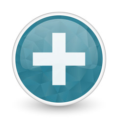 Obraz premium Plus brillant crystal design round blue web icon.