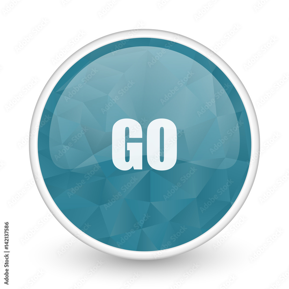 Poster go brillant crystal design round blue web icon.