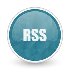 Rss brillant crystal design round blue web icon.