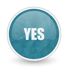 Yes brillant crystal design round blue web icon.