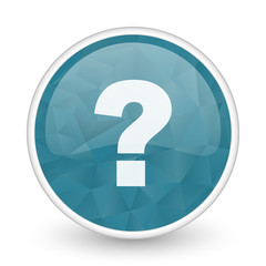 Question mark brillant crystal design round blue web icon.