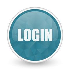 Login brillant crystal design round blue web icon.