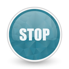 Stop brillant crystal design round blue web icon.