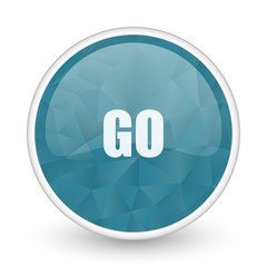 Go brillant crystal design round blue web icon.