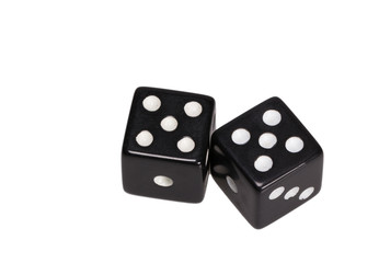 Two dice showing two five