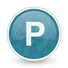 Parking brillant crystal design round blue web icon.