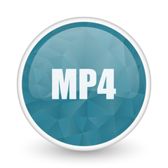 MP4 brillant crystal design round blue web icon.