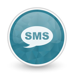 Sms brillant crystal design round blue web icon.