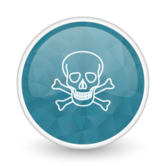 Skull brillant crystal design round blue web icon.