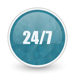 24/7 brillant crystal design round blue web icon.