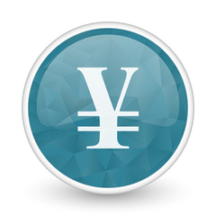 Yen brillant crystal design round blue web icon.