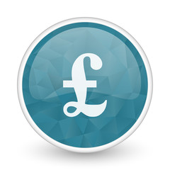 Pound brillant crystal design round blue web icon.