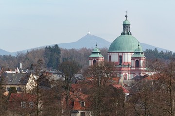 Novy Falkenburk castle in Jablonne v Podjestedi and Jested Tower in Liberec, Czech Republic