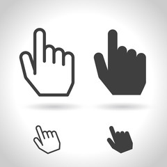 Hand cursor. For touch screen and device. Vector, flat design
