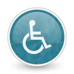 Wheelchair brillant crystal design round blue web icon.