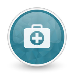 Obraz premium First aid brillant crystal design round blue web icon.