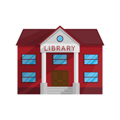 Library building in Flat style isolated on white background
