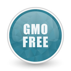 Gmo free brillant crystal design round blue web icon.