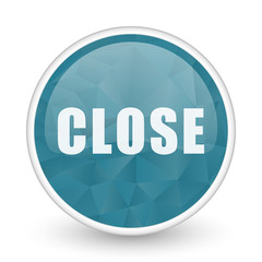 Close brillant crystal design round blue web icon.