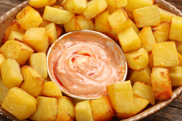 Patatas bravas traditional Spanish potatoes snack tapas