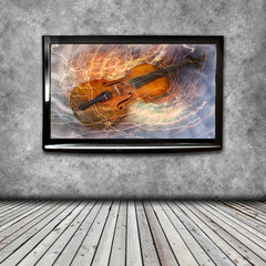 4K TV on the wall isolated