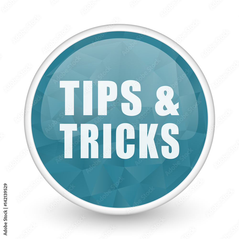 Poster tips tricks brillant crystal design round blue web icon.