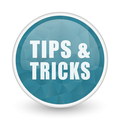 Tips tricks brillant crystal design round blue web icon.