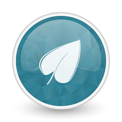 Leaf brillant crystal design round blue web icon.