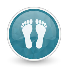 Fototapeta na wymiar Foot brillant crystal design round blue web icon.
