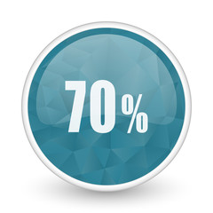 70 percent brillant crystal design round blue web icon.