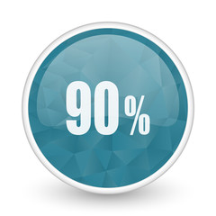 90 percent brillant crystal design round blue web icon.