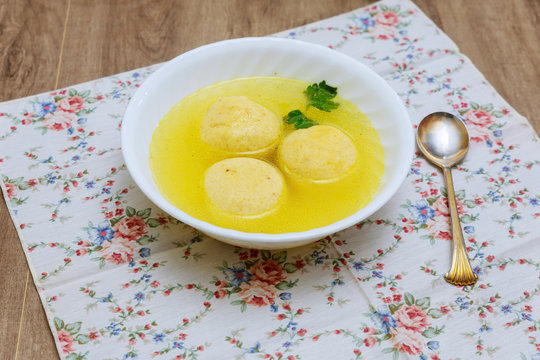 Jewish Holiday symbol soup matzoh ball