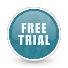 Free trial brillant crystal design round blue web icon.