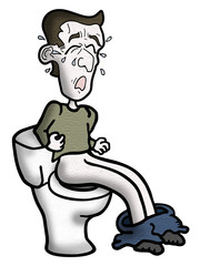 cartoon man in toilet