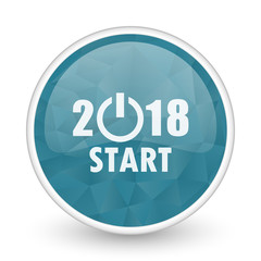New year 2018 brillant crystal design round blue web icon.