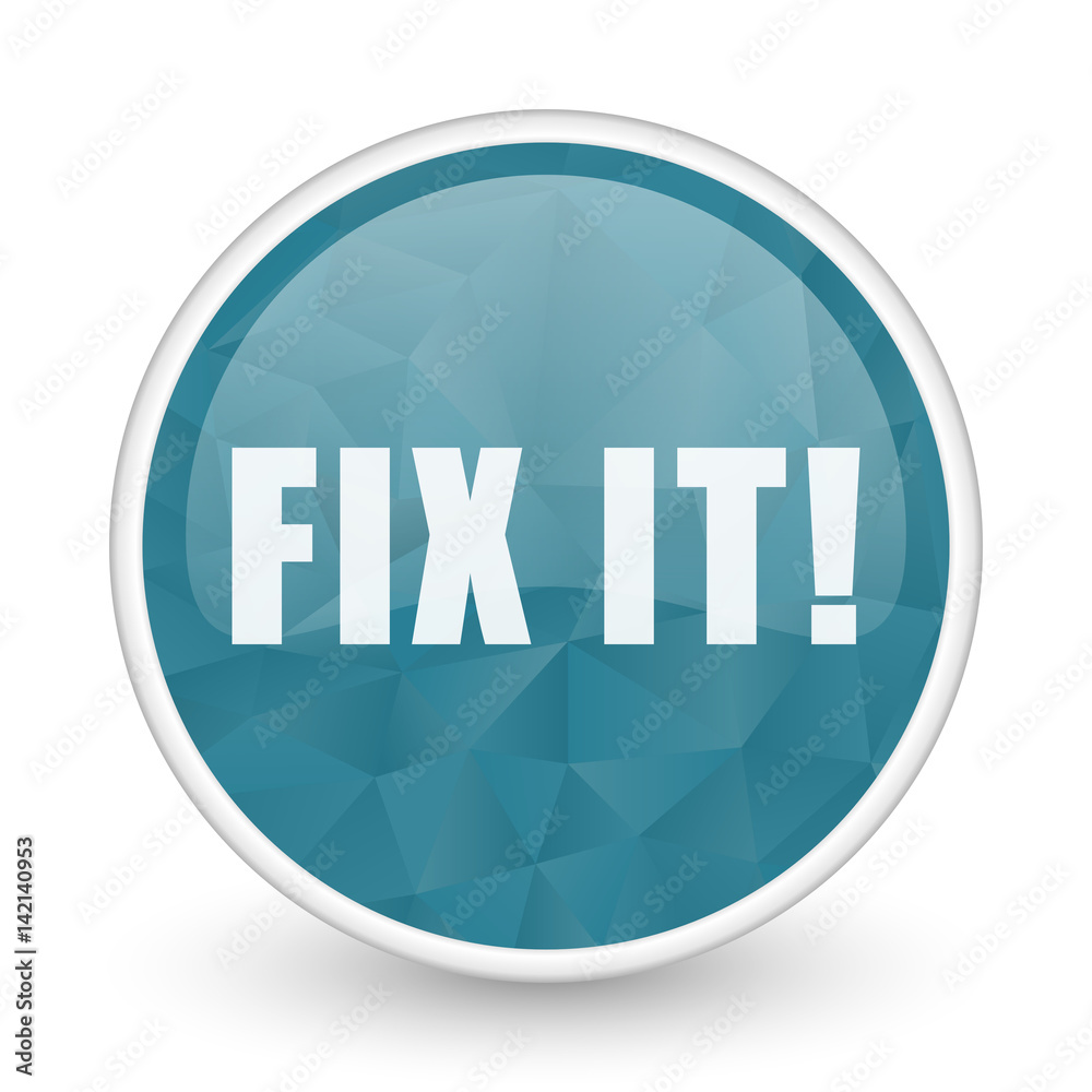 Poster fix it brillant crystal design round blue web icon.